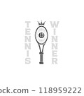 simple tennis racket logo with typography on the side. used for club, team, and competition logos 118959222