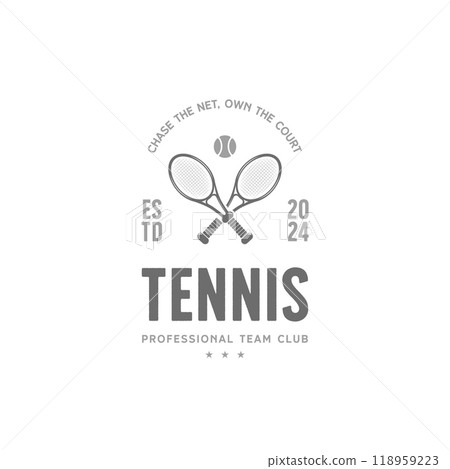 minimalist tennis logo template graphic design with racket and ball vector elements illustration minimalist tennis logo template graphic design with racket and ball vector elements illustration 118959223