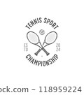 tennis sports championship logo template design illustration. tennis racket and ball elements vector graphic 118959224