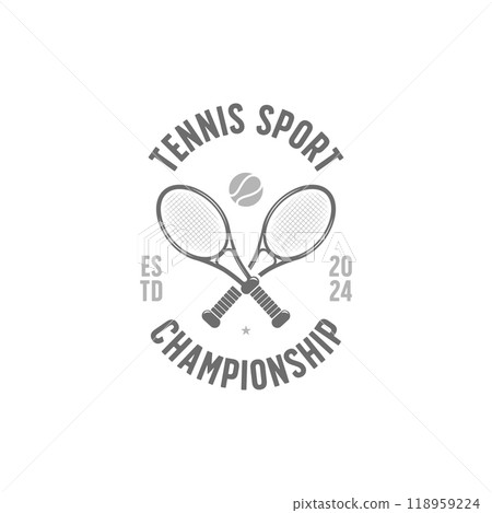 tennis sports championship logo template design illustration. tennis racket and ball elements vector graphic tennis sports championship logo template design illustration. tennis racket and ball elements vector graphic 118959224
