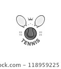 tennis ball element logo template and double racket vintage vector illustration design 118959225