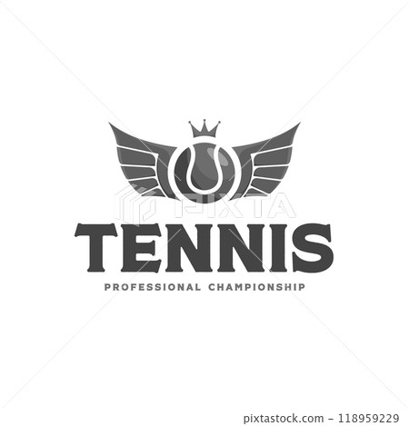 tennis ball logo template with wings and crown illustration elements vector design tennis ball logo template with wings and crown illustration elements vector design 118959229