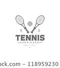 tennis logo double racket with ball illustration element vintage vector design 118959230