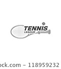 horizontal tennis racket logo template with typography tennis league design vector illustration 118959232