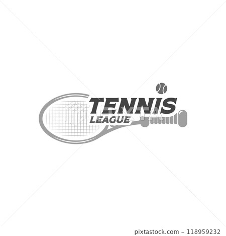 horizontal tennis racket logo template with typography tennis league design vector illustration horizontal tennis racket logo template with typography tennis league design vector illustration 118959232