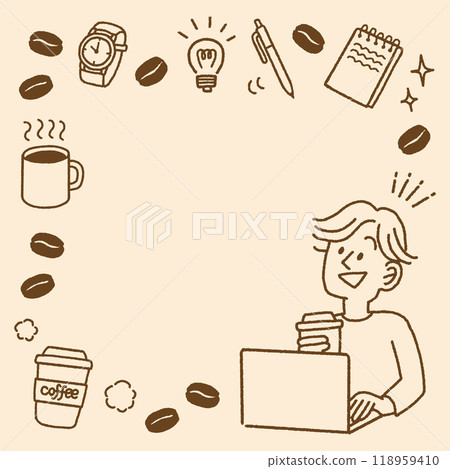 Coffee idea male icon stylish background material square 118959410