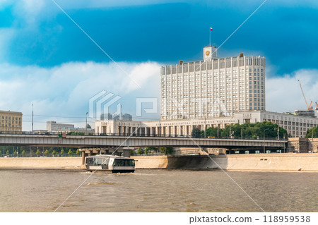 House of the government of the russian federation, White House, at summer sunset, Moscow, Russia. 118959538
