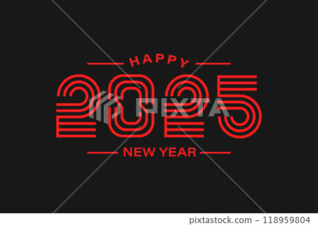 Happy new year 2025 multiple lines minimalist design concept Happy new year 2025 multiple lines minimalist design concept 118959804