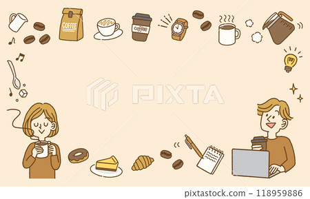 茶歇時尚圖示集背景素材風景 118959886