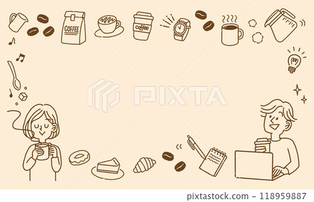 咖啡可愛圖示設定背景素材風景 118959887