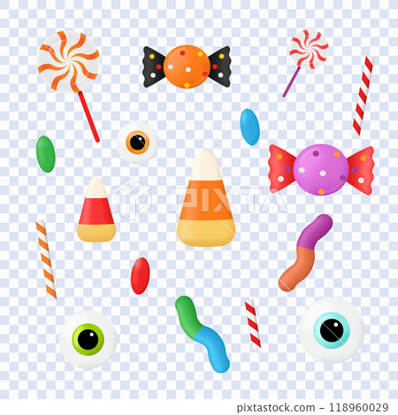 Colorful candy design elelments for decorative in Halloween theme,  Vector illustration 118960029