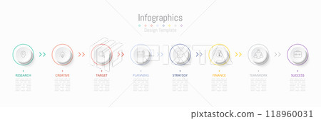 Infographic 8 options design elements for your business data. Vector Illustration. 118960031