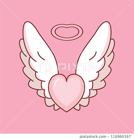 Beautiful Pink Love Heart Guardian Angel Wings Flying in Heaven Sky Beautiful Pink Love Heart Guardian Angel Wings Flying in Heaven Sky 118960167