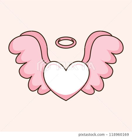 Beautiful Pink Love Heart Guardian Angel Wings Flying in Heaven Sky 118960169