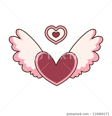 Beautiful Pink Love Heart Guardian Angel Wings Flying in Heaven Sky 118960171