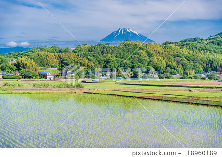 [Shizuoka Prefecture] Inverted Mt. Fuji reflected in the rice fields of the Tanna Basin 118960189
