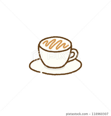 Simple hand-drawn illustration of caramel latte 118960307