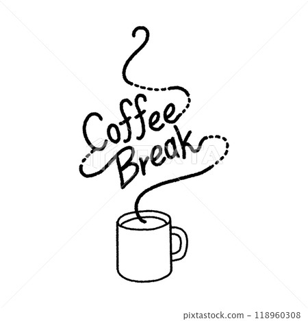 Coffee break handwritten logo illustration - Stock Illustration
