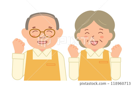 Senior staff member smiling and posing in a fist (upper body) 118960713