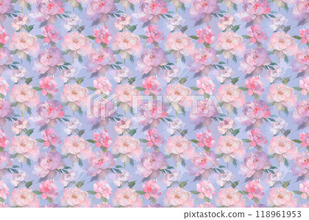 典雅牡丹花無縫圖案背景 118961953