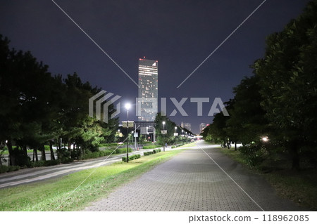 千葉縣幕張市_夜間的海濱大道 118962085