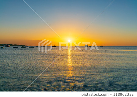 Sunrise over the sea. Panoramic seascape. Sunrise over the sea. Panoramic seascape. 118962352