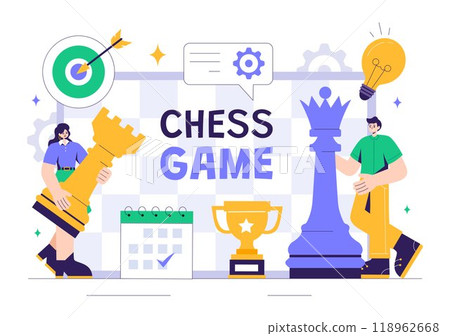 Chess Board Game Illustration with Black and White Pieces Representing Strategic Market Moves and Competitive Analysis for Success in a Background Chess Board Game Illustration with Black and White Pieces Representing Strategic Market Moves and Competitive Analysis for Success in a Background 118962668