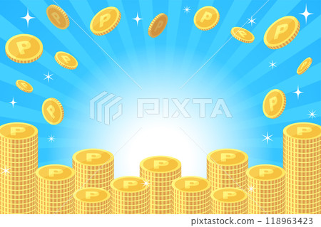 Vector illustration of point coins being accumulated Vector illustration of point coins being accumulated 118963423