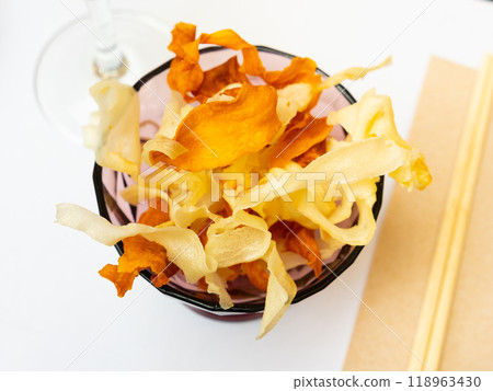 Delicious Yuca chips and Boniato 118963430