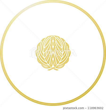 家族徽章：螺紋環上折疊橡木[金色] 118963602