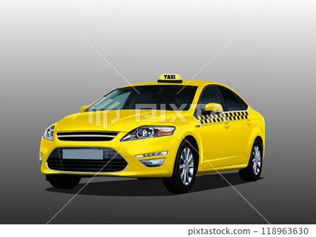 Yellow Taxi car. 3d color vector illustration 118963630