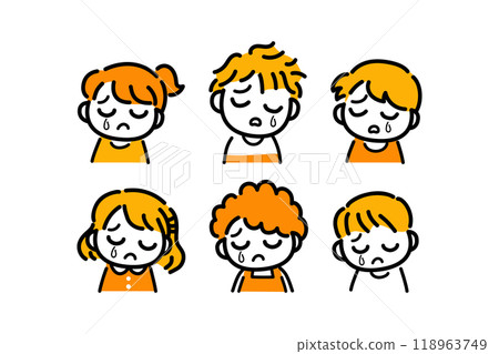 Boy, girl, face, facial expression, sadness, set Boy, girl, face, facial expression, sadness, set 118963749