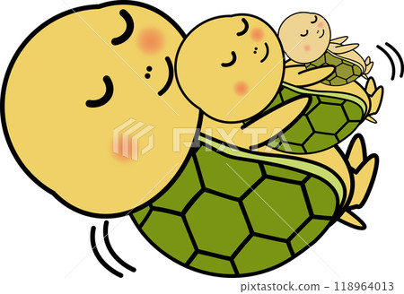一隻可愛而鬆散的烏龜搖擺和擁抱的人物插圖 一隻可愛而鬆散的烏龜搖擺和擁抱的人物插圖 118964013