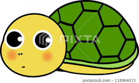 Cute and relaxed turtle character illustration showing only its face 118964015
