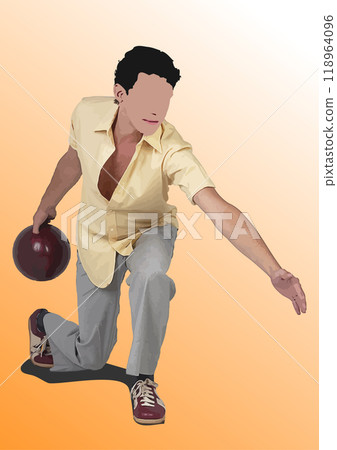 Professional bowling player in action. 3d color vector illustration 118964096