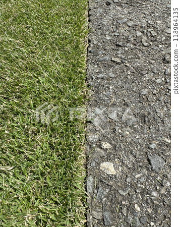 The boundary between the grass and asphalt at a cutting height of 2cm 118964135