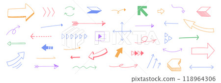 A set of cute hand-drawn arrows 118964306