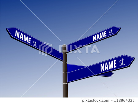 Multiple directional street signs pointing to name street 118964325