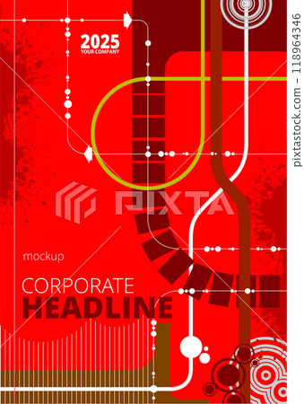 Red corporate background with arrows showing growth and success 118964346