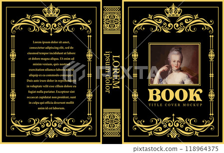 Elegant book cover design featuring marie antoinette portrait Elegant book cover design featuring marie antoinette portrait 118964375