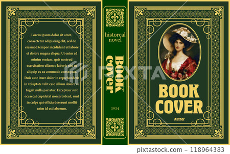Elegant woman posing on historical novel book cover design 118964383