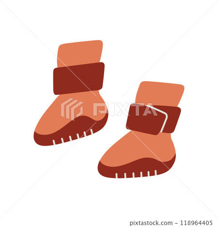 Vector illustration of dog boots for walking pets. Cute cartoon style footwear for dogs, flat and colorful design. Protective pet accessories for paws, comfortable and waterproof gear 118964405