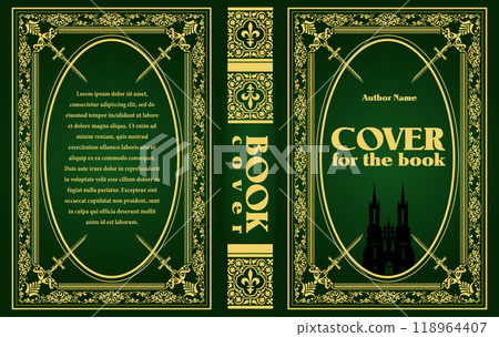 Book cover design featuring an ornate gold border and crossed swords 118964407