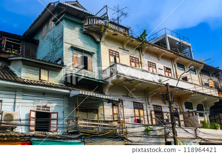 Old building in the old part of Bangkok, Thailand. 118964421