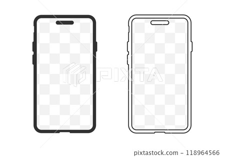 Realistic smartphone mockup icon symbol. Mobile phone logo sign. Device front view. Vector illustration image. Isolated on white background. Realistic smartphone mockup icon symbol. Mobile phone logo sign. Device front view. Vector illustration image. Isolated on white background. 118964566