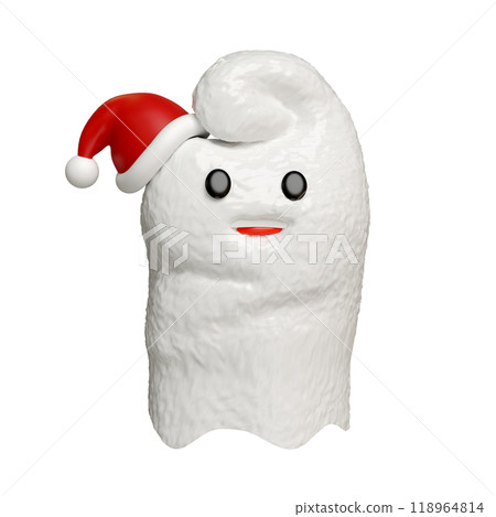 3d cute monster, white cute ghost with santa claus hat isolated. 3d render illustration 3d cute monster, white cute ghost with santa claus hat isolated. 3d render illustration 118964814
