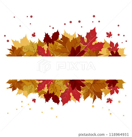 Vector isolated rectangular frame of yellow autumn leaves. Border for text. Flat clipart for design Vector isolated rectangular frame of yellow autumn leaves. Border for text. Flat clipart for design 118964931