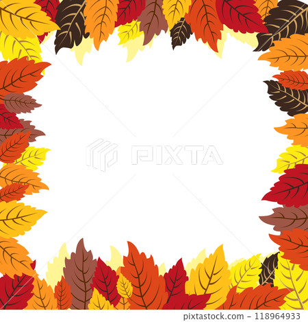 Vector isolated square frame of yellow dry autumn leaves. Border for text. Flat clipart for design Vector isolated square frame of yellow dry autumn leaves. Border for text. Flat clipart for design 118964933