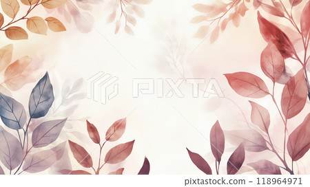 Watercolor Elegant Border Background with Nature Plant Shapes 118964971
