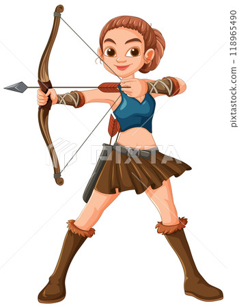 Female Archer Ready to Shoot 118965490
